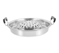 SEWACC Sartén Parrilla Coreana Multifuncional de Aluminio para Barbacoa Portátil Bandeja Redonda Reutilizable para Camping y Uso Doméstico Adecuado para Asar Carne Verduras y Mariscos