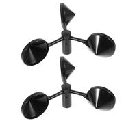 SEWACC Sensor de Velocidad del Viento de 3 Tazas Diseño Abs Negro, Medición de Dirección Inteligente para Agricultura y Observación Meteorológica, Paquete de 2 Piezas