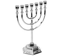 SEWACC Soporte Judío Menorah Menorá Alta De Janucá Candelabro De Santa Navidad Portavelas Cónico Candelabro De Año Judío Portavelas del Templo De Jerusalén Metal Herramienta Comedor