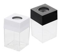 SEWACC Soporte para Clips de Papel Magnético 2 Piezas, Contenedor Cuadrado Transparente, Pequeño Portaclips Plástico, Organizador Práctico para Oficina y Escritorio
