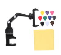 SEWACC Soporte para Teléfono Móvil Ajustable Clip para Músico, Atril de Partituras para Guitarra, Caballete Lateral Portátil Negro Gris, Soporte de Notación y Transmisión, Apto