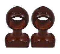 SEWACC Soportes De Cortina De Madera Resistentes, Montaje En Pared, Color Marrón Oscuro, Compatible Barras Simples y Dobles, para Sala De Estar y Dormitorio, Juego De 2 Unidades