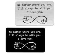 SEWACC Tarjetas Metálicas para Cartera de Acero Inoxidable 2 Piezas Plateado y Negro Grabado Romántico Obsequio de San Valentín y Aniversario Accesorio Decorativo Duradero