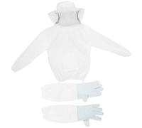 SEWACC Traje de Apicultor Blanco 2 Piezas Guantes Largos y Sombrero Velo, Ropa de Poliéster Resistente y Transpirable para Protección en Apicultura y Trabajo Agrícola