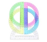 SEWACC Transportadores Semicirculares de 180 Grados Grandes 12 Piezas Colores Transparentes Rojo Amarillo Azul Verde y Transparente Herramienta de Medición de Ángulos para