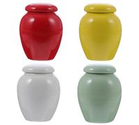 SEWACC Urna de Cerámica para Cenizas de Mascotas 4 Piezas Set Colores Ataúd Conmemorativo Pequeño Recipiente Sellado para Almacenamiento Funerario