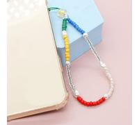 SEWACC2Pcs Correa de muñeca con dije para teléfono con cuentas, acrílico, colores surtidos, estilo bohemio, antipérdida, 34x1 pulgadas