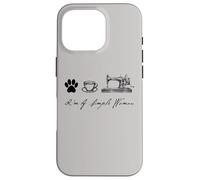 Sewer Sewing Quilter I'm a Simple Woman Dog Coffee Sewing Carcasa para iPhone 16 Pro