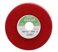 Sewfil dacor 120 - Cono de hilo de coser poliéster de 5.000 metros 0497 - Rojo escarlata