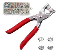 Sewing Kit with 100PCS Metal Buttons, Claw Buckle Tool Set, Sewing Free Buttons Set with Metal Hand Pressure Pliers Tool, Snap Button Craft Kit for DIY Crafts and Home Repairs (Mix,100 Set)