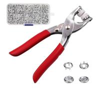 Sewing Kit with 100PCS Metal Buttons, Claw Buckle Tool Set, Sewing Free Buttons Set with Metal Hand Pressure Pliers Tool, Snap Button Craft Kit for DIY Crafts and Home Repairs (Silver,100 Set)