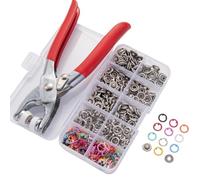 Sewing Kit with 100pcs Metal Buttons Manual Pliers Tool Included, Installer for Clothing, Sewing Tool Set for DIY Handicrafts, Easy to Use, Fix Loose Buttons or Broken Fastener (Multicolor)