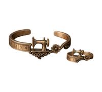 Sewing Machine Bracelet & Ring Set,Vintage Quilters Themed Alloy Adjustable Bracelets,Antique Sewing Machine Jewelry for Quilting Enthusiasts (SET)