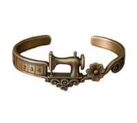 Sewing Machine Bracelet & Ring Set,Vintage Quilters Themed Alloy Adjustable Bracelets,Antique Sewing Machine Jewelry for Quilting Enthusiasts (Bracelet)