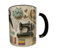 Sewing Machine Coffee Mug - Themed Latte Drinkware Crafters, Ceramic Cup With Tailor Print, Funny Gift Quilters Seamstress, Cocoa Wine Juice BThemed Sewing Coffee Mug - Laeer | For Kitchen Restaurant