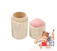 Sewing Pin Cushion - Wool Ball Organizer, Compact Thread Storage Tube, Threaded Screw Top Seal + Internal Hollow Cavity, Natural Timber Carved Cylinder Shell - for Sewing Quilting
