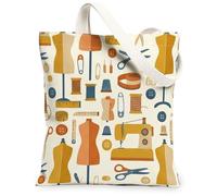 Sewingmachine - Bolsa de lona para mujer, maniquí artesanal, carrete de hilo, naranja, lavable, reutilizable, ideas para compras, viajes, oficina, biblioteca, casual, 13 x 15 pulgadas