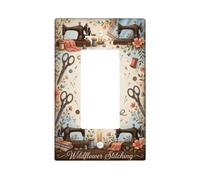 Sewingmachine - Cubierta para interruptor de luz basculante individual, tijeras rústicas vintage, hilo de resorte, plástico, tamaño estándar, placa decorativa para el hogar, sala de estar, decoración