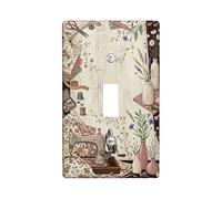 Sewingmachine - Placa de cubierta para interruptor de luz, carretes de flores rústicas vintage, ninguno de plástico beige, tamaño estándar, placas de pared decorativas para el hogar, sala de estar