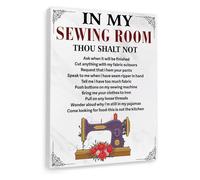 Sewist Gift Idea - Retro “In My Sewing Room” Canvas Wall Art Hanging Sign, Vintage Decor for Sewing Room, Craft Room, Home Store (Framed,16x24inch(40x60cm))