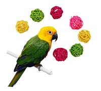 SEWOART 10 Piezas Bolas De Mimbre para Loros Bolas De Ratán De Mimbre Cacatúa Juguetes Pájaro Loro Columpio Juguetes Jaula para Loros Pelota Juguetes para Pájaros para Loros Mini Bambú