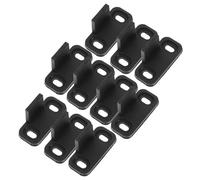 SEWOART 10 Piezas Guía de Suelos para Puertas de Granero Guía de Puerta Corredera Plástico E Hierro Negro Distancia entre Orificios 30mm Hogar y Almacén