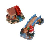 SEWOART 2 Piezas Cabina De Rueda De Agua Decoraciones para Acuario Falso Acuarios Kits De Pecera Puente De Acuario para Pecera Peces Decoración De Tanques Pequeño Cueva del Acuario