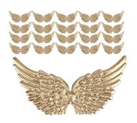 SEWOART 24 Piezas Parches Bordados de Alas de Ángel 24 Unidades 12,5 CM Dorados para Coser en Ropa, Mochilas y Manualidades DIY, Apliques Textiles Decorativos Ligeros para Decoración de