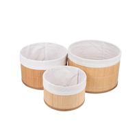 SEWOART 3 cestas redondas de y tela para almacenar objetos | Pack de 3 piezas, estilo natural y moderno, para baño y dormitorio, aptas para flores, snacks y útiles pequeños