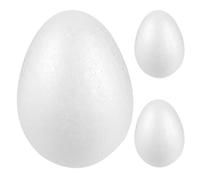 SEWOART 3 Piezas Huevos de Espuma para Manualidades Pack de Huevos Blancos de Poliestireno Sólidos para Pintar Decoración de Pascua y Manualidades Infantiles