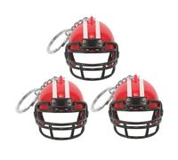 SEWOART 3 Piezas Mini Football Rugby Hockey Helmet Keychains Realistic Sports Helmet Charms With Four Pointed Star Lightweight Pendant For Backpack And Keys