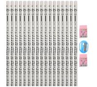 SEWOART 36 Lápices de Madera Redondos Notas Musicales Blancas, Paquete Escolar Borradores Incluidos, Material Escolar para Aula y Obsequio de Fiesta Color Aleatorio Color Aleatorio