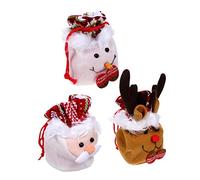 SEWOART 3piezas Bolsa De Almacenamiento Navideña De Diseño De Santa Claus Mochilas Cuerda Para Dulces y De Navidad