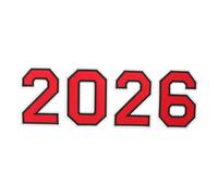 SEWOART 4 Piezas Parches Termoadhesivos Bordados Números 2026 Rojos, 4 Piezas Grandes para Planchar en Camisetas, Uniformes Deportivos de Fútbol y Baloncesto, Parches Numéricos Resistentes