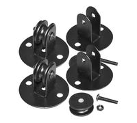 SEWOART 4PCS Polea de levantamiento de pesas de hierro negro para lámparas colgantes de techo, fiable, para lámparas de araña y cables de iluminación en salas de estar y dormitorios