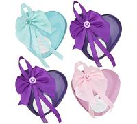 SEWOART Caja de Flores de Jabón Forma de Corazón Pequeño 3 Flores, Set de 4 Cajas de Hierro Color Mixto, Aroma Duradero, Obsequio para San Valentín, Color Estilo