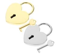 SEWOART Candado de Corazón Pequeño Llave 2 en Color Plata y Oro Grande Candado Equipaje Diario y Caja de Almacenamiento Adecuado Regalos de San Valentín y