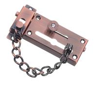 SEWOART Cerradura de Seguridad para Puerta Interior con Cadena Larga Roja de Cobre Antiguo, Pestillo Manual Antirrobo, Protección para Dormitorios y Entradas, Sistema Versátil para Mejorar