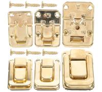 SEWOART Cierres de Bisagra de Hierro para Bricolaje 6 Piezas 2 Grandes 2 Medianos 2 Pequeños Color Dorado Pestillos para Cajas de Madera Joyeros y Estuches Cierre Seguro y