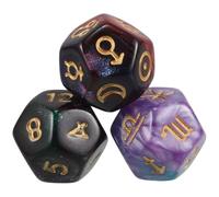 SEWOART Dados de Constelaciones Astrológicas de 12 Caras en Resina Diseño Cósmico Único para Juegos de rol y Adivinación, Paquete de 3 Piezas