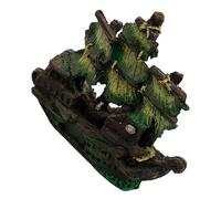 SEWOART Decoración Acuario Barco Pirata Resina Pequeña Nave Naufragio Refugio Peces Betta Camarones