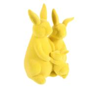 SEWOART Decoración de Mesa para Pascua Estatuas Familiares de Conejos Flocados Amarillos, Figuras de Conejito de Resina para Jardín, Hogar y Oficina, Set de 3 Piezas para Decoración