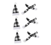 SEWOART Decoración De Navidad para Botellas De Vino 3 Mini Bufandas y Gorros Adornos Festivos