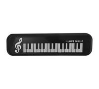 SEWOART Estuche Escolar Rígido para Lápices y Bolígrafos de Plástico Negro Diseño de Teclado de Piano y Notas Musicales Caja Organizadora Multifuncional para Papelería y Accesorios