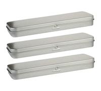 SEWOART Estuche para Lápices De Hojalata Rectangular 3 Piezas Color Metálico Organizador Multifunción para Estudiantes Oficina y Escuela Uso Diario