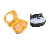 SEWOART Estuche para Lentes 2 Pcs Portátil Prueba de Fugas Soporte de Cuidado Espejo y Pinzas para y Uso Diseño de Perro los Usuarios
