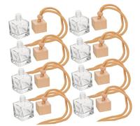 SEWOART Frascos De Perfume Recargables 10ml Set De 10 Piezas Difusor Para Coche Diseño Colgante Vidrio y Madera Aromas Para Automóvil