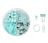 SEWOART Juego de Clips Multifunción para Oficina 4 Piezas Color Menta Pastel, Clips para Carpeta y Chinchetas Metálicas, Accesorios Prácticos para Organizar Documentos y Papeles