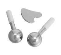 SEWOART Juego de Masaje Gua Sha para Cuerpo y Rostro Rodillo Frío de Acero Inoxidable, Tablero Raspador y Globos Faciales, Herramienta Multifuncional para Relajación Muscular y Cuidado