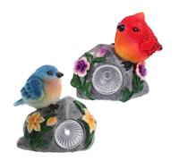 SEWOART Lámparas Solares de Resina para Exteriores Figura de Pájaro Led, Decoración de Jardín para Paisaje, Luces Solares para Jardines y Terrazas, Set de 2 Piezas